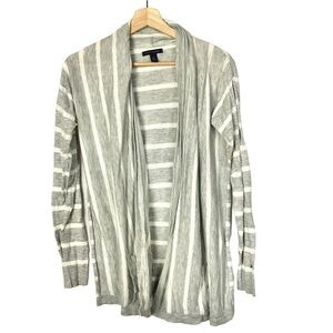 Tommy Hilfiger Light Gray Stripe Open Front Cardigan Sweater S